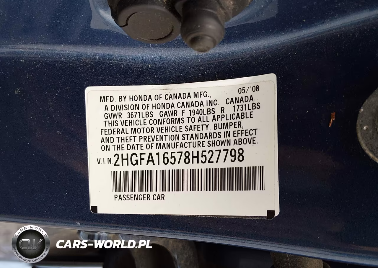 2008 Honda Civic Lx VIN:2HGFA16578H527798 - 9