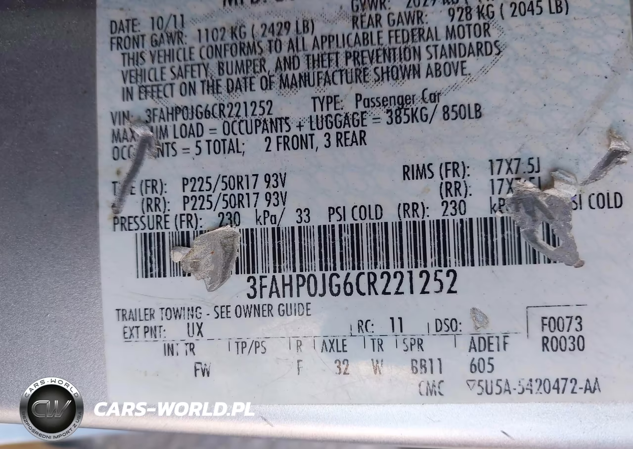 2012 Ford Fusion Sel VIN:3FAHP0JG6CR221252 - 9