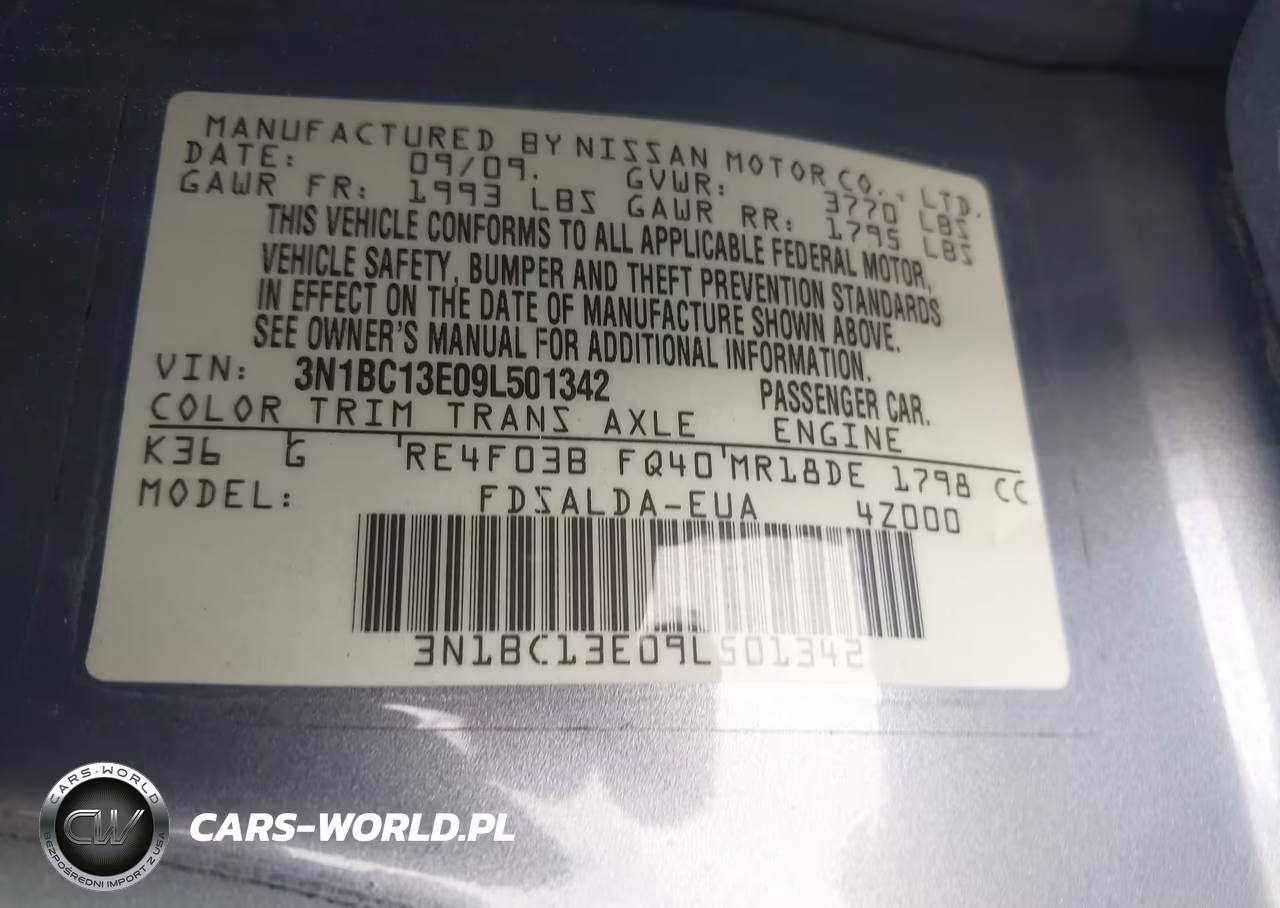 2009 Nissan Versa 1.8S VIN:3N1BC13E09L501342 - 9