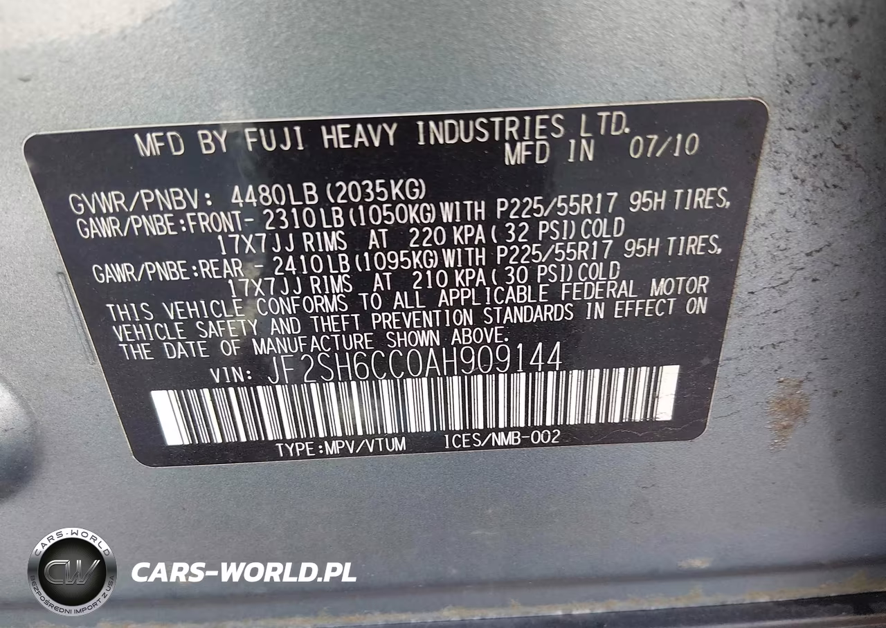 2010 Subaru Forester 2.5X Premium VIN:JF2SH6CC0AH909144 - 9
