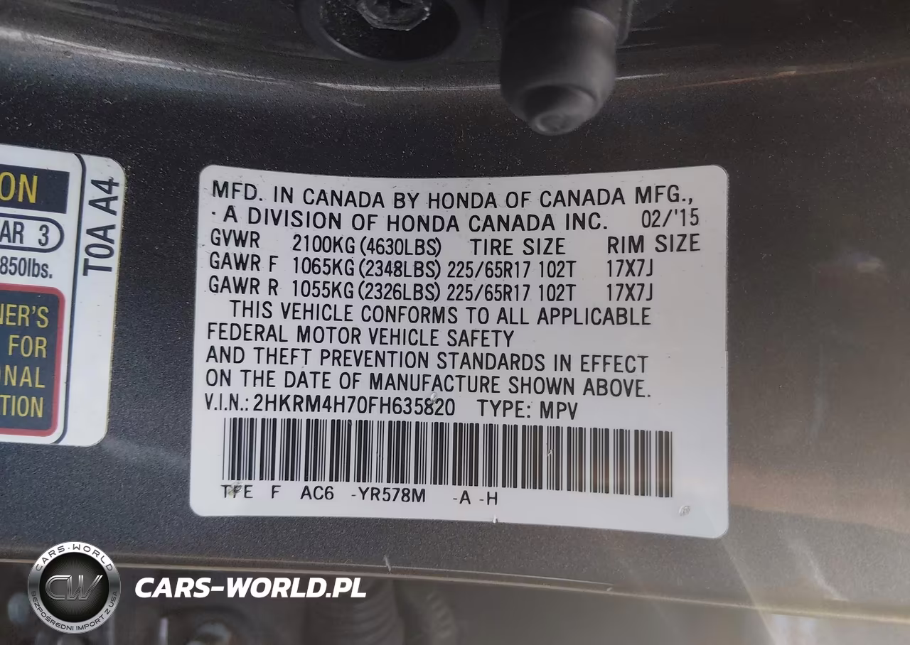 2015 Honda Cr-V Ex-L VIN:2HKRM4H70FH635820 - 9