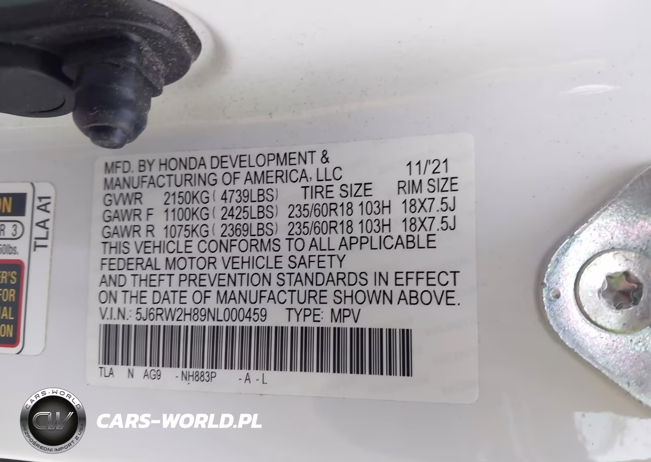 2022 Honda Cr-V Awd Ex-L VIN:5J6RW2H89NL000459 - 9
