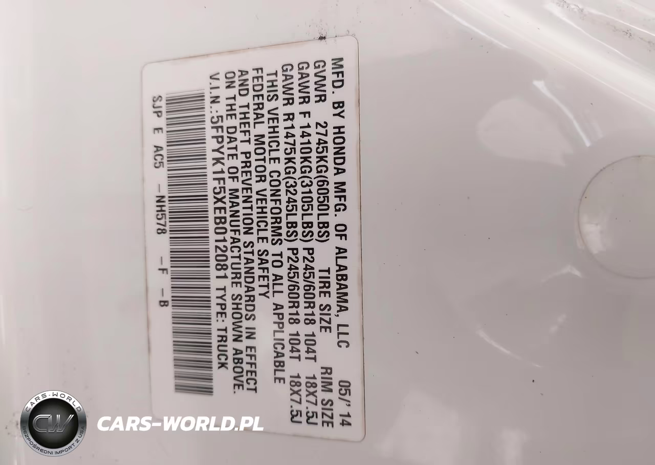 2014 Honda Ridgeline Rtl VIN:5FPYK1F5XEB012081 - 9