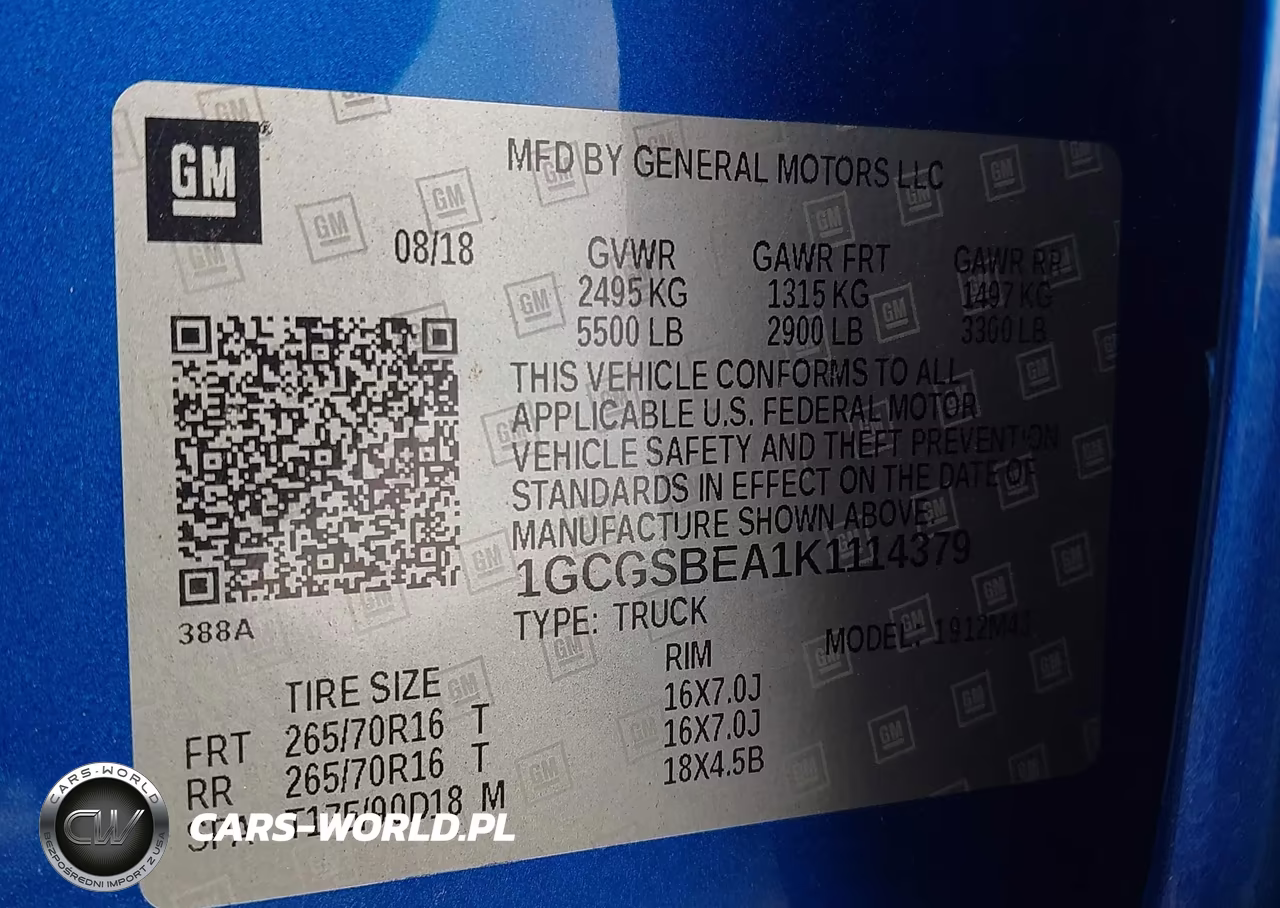 2019 Chevrolet Colorado Wt VIN:1GCGSBEA1K1114379 - 9