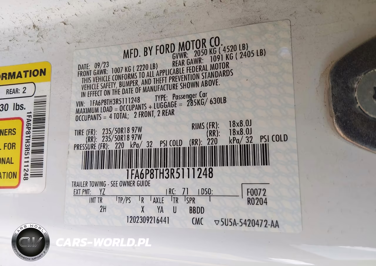 2024 Ford Mustang Ecoboost Fastback VIN:1FA6P8TH3R5111248 - 9
