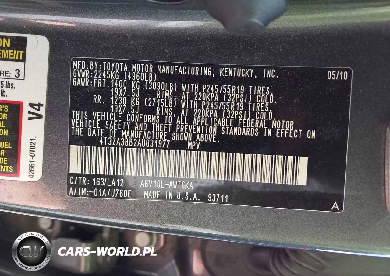 2010 Toyota Venza VIN:4T3ZA3BB2AU031977 - 9