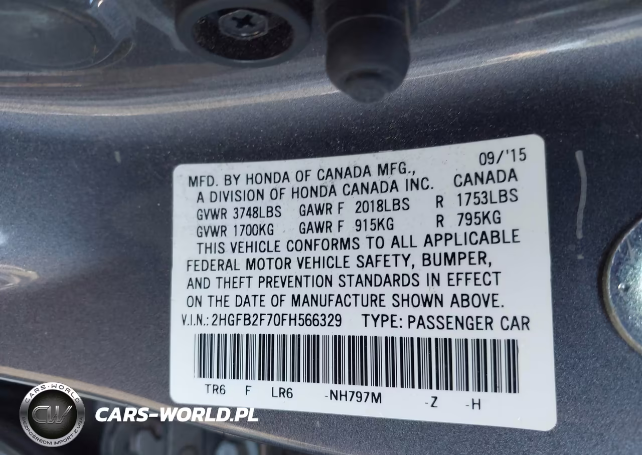2015 Honda Civic Se VIN:2HGFB2F70FH566329 - 9