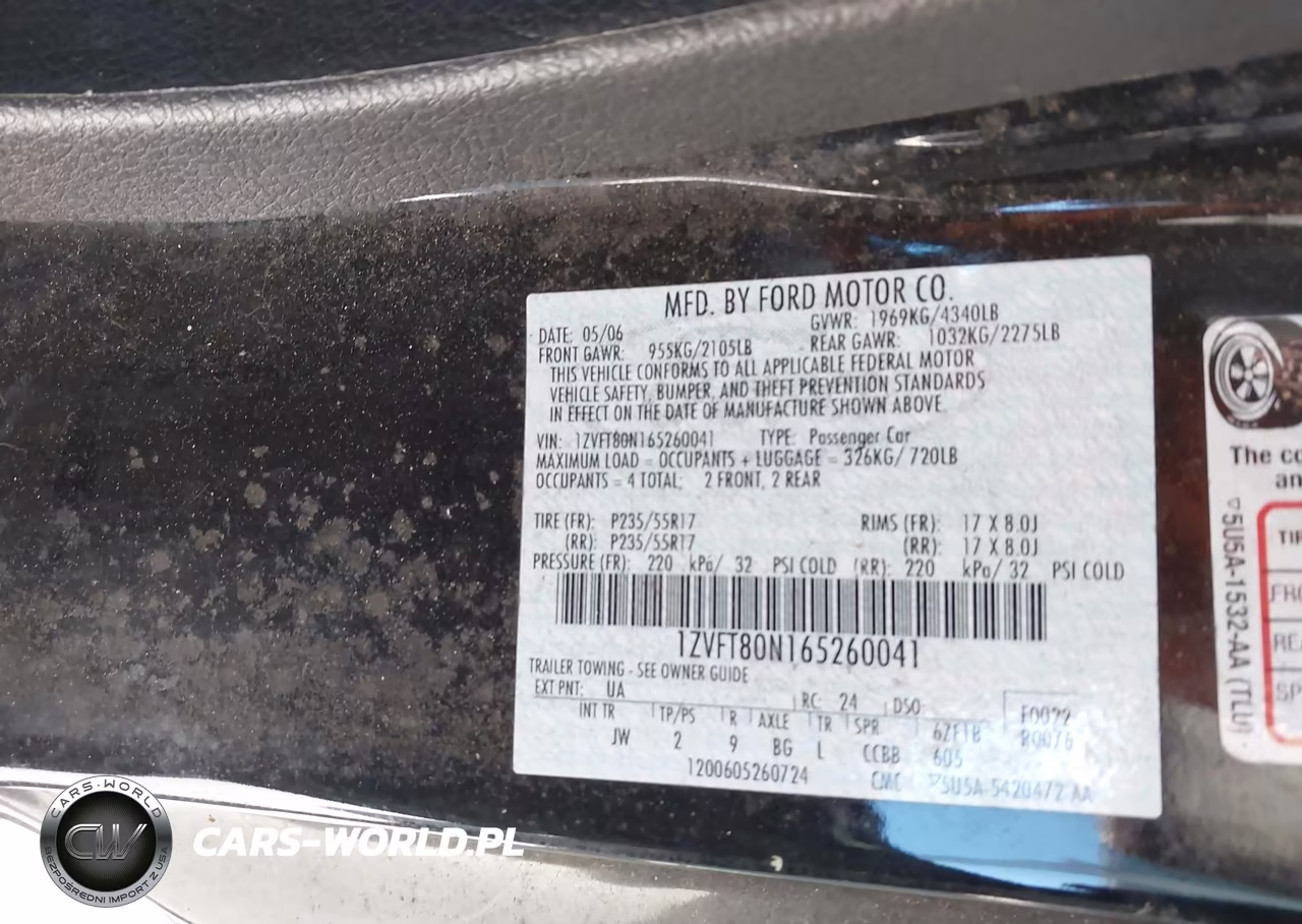 2006 Ford Mustang V6 VIN:1ZVFT80N165260041 - 9