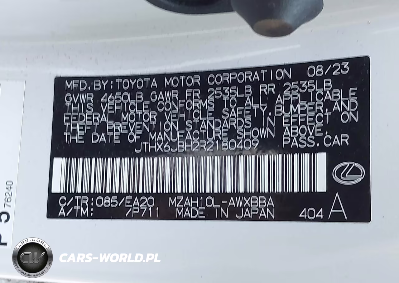 2024 Lexus Ux 250H VIN:JTHX6JBH2R2180409 - 9