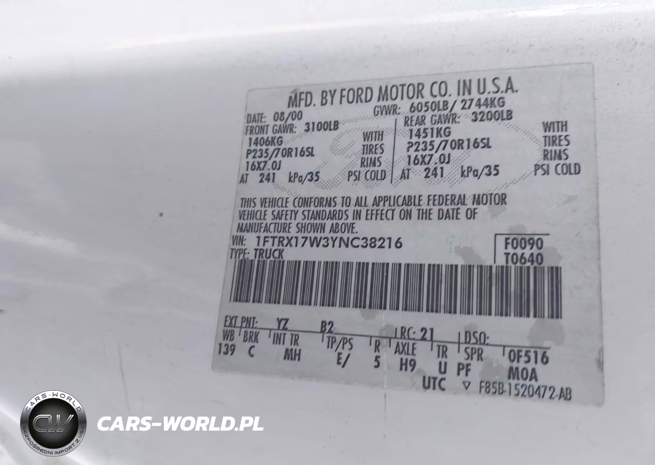 2000 Ford F-150 Lariat-Work Series-Xl-Xlt VIN:1FTRX17W3YNC38216 - 9