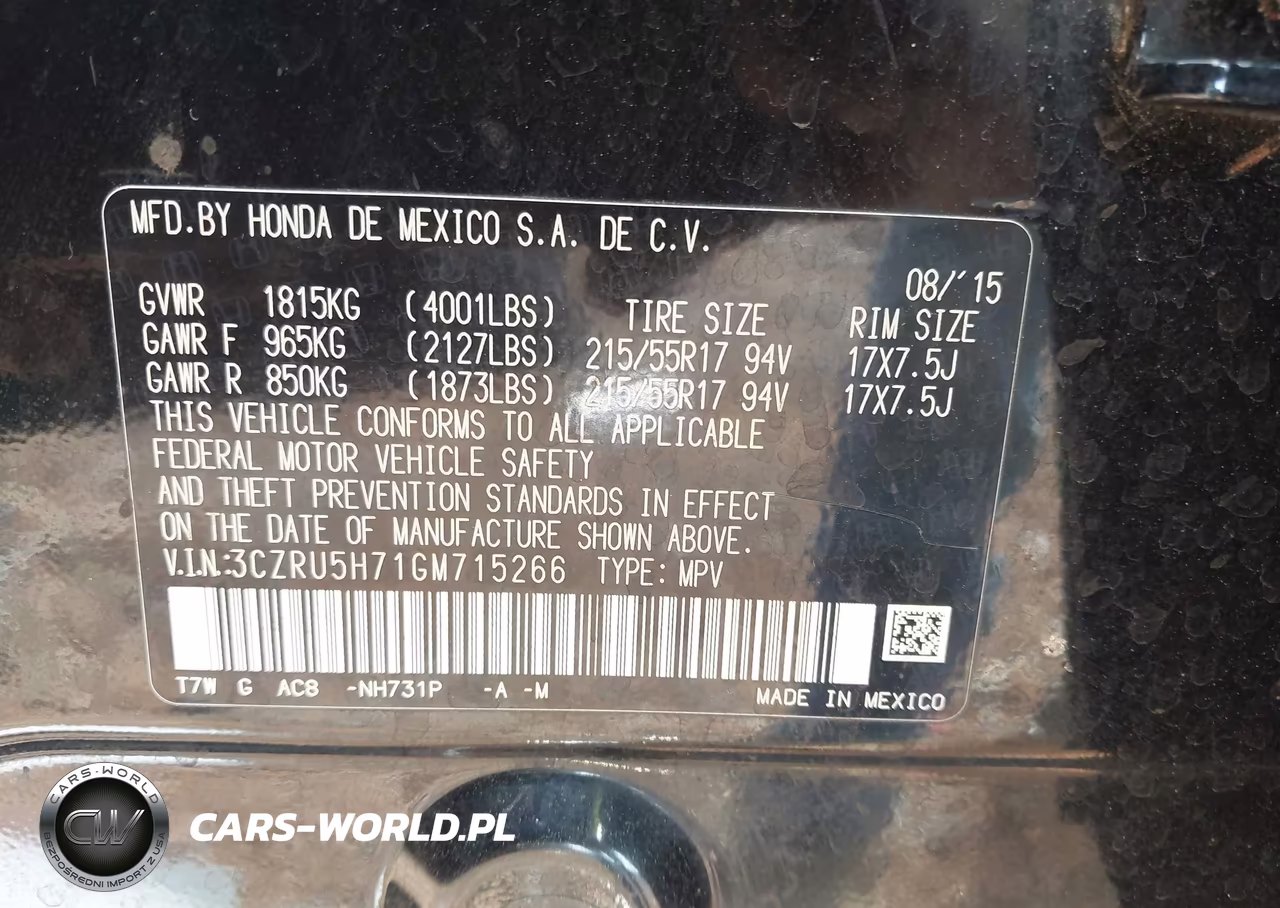 2016 Honda Hr-V Ex-L VIN:3CZRU5H71GM715266 - 9