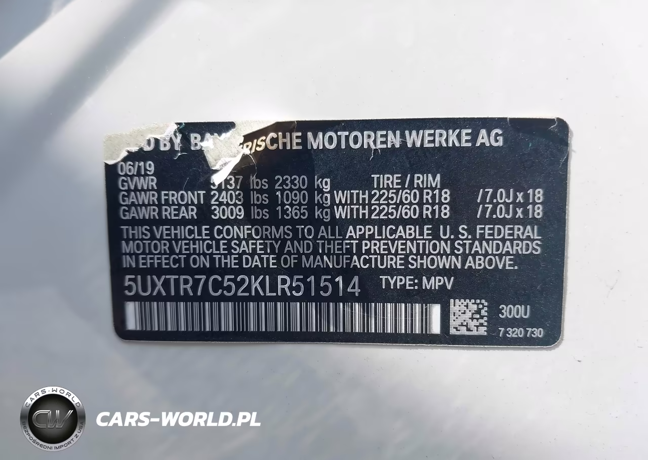 2019 BMW X3 Sdrive30I VIN:5UXTR7C52KLR51514 - 9