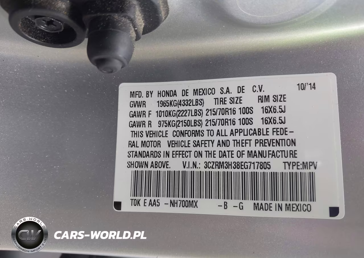 2014 Honda Cr-V Lx VIN:3CZRM3H38EG717805 - 9