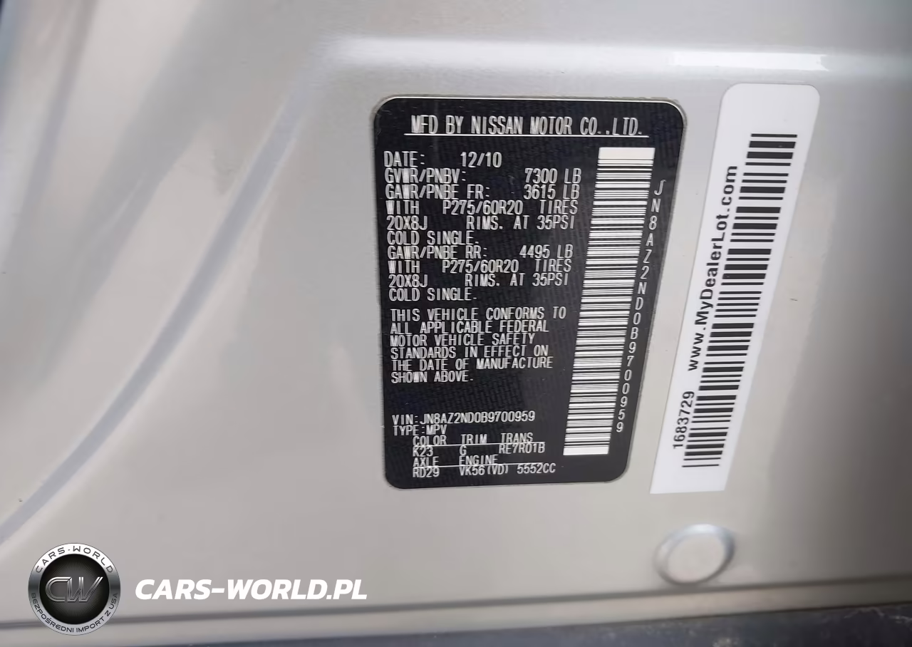 2011 Infiniti Qx56 VIN:JN8AZ2ND0B9700959 - 9