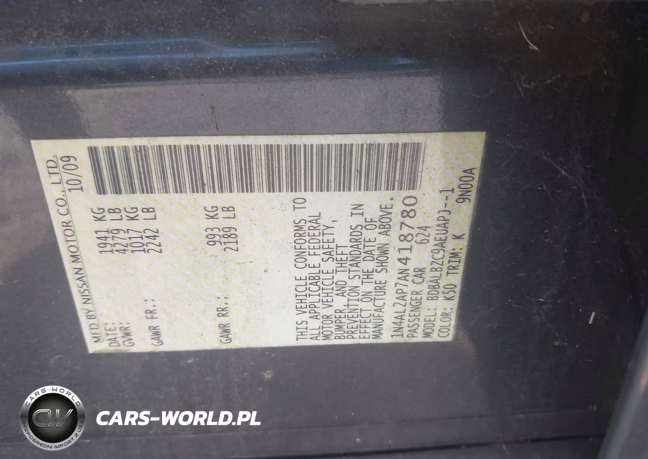 2010 Nissan Altima 2.5 S VIN:1N4AL2AP7AN418780 - 9