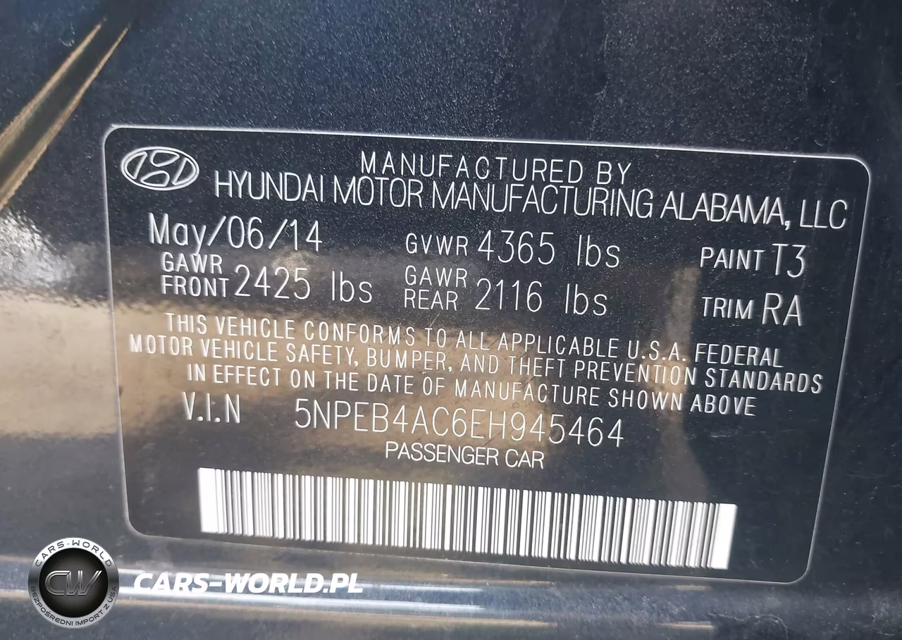 2014 Hyundai Sonata Gls VIN:5NPEB4AC6EH945464 - 9