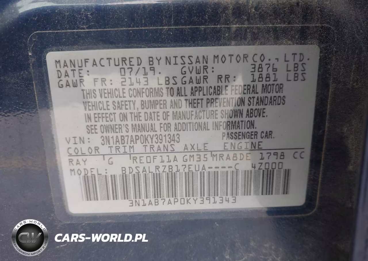 2019 Nissan Sentra Sr VIN:3N1AB7AP0KY391343 - 9