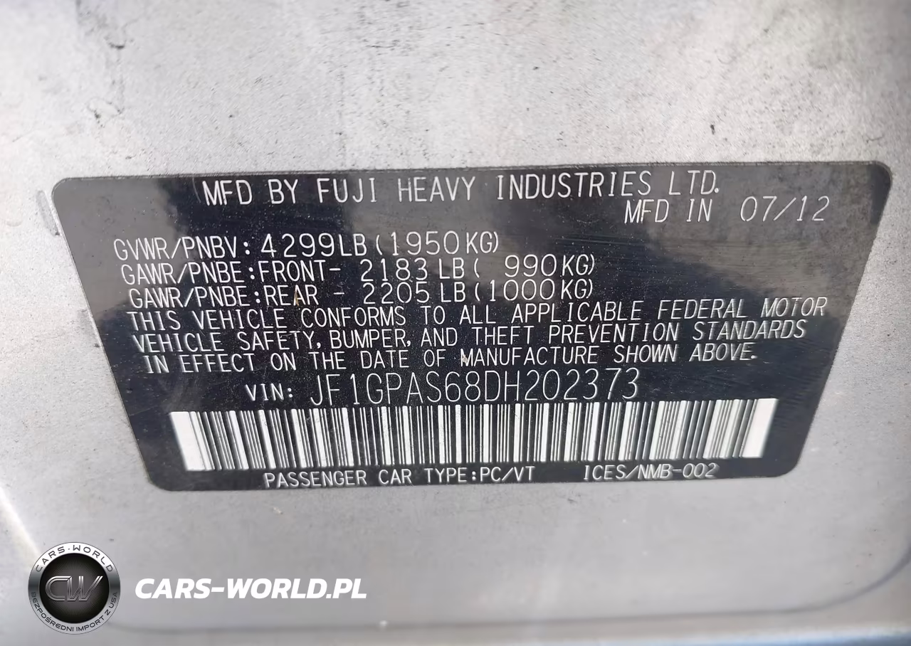 2013 Subaru Impreza 2.0I Sport Limited VIN:JF1GPAS68DH202373 - 9