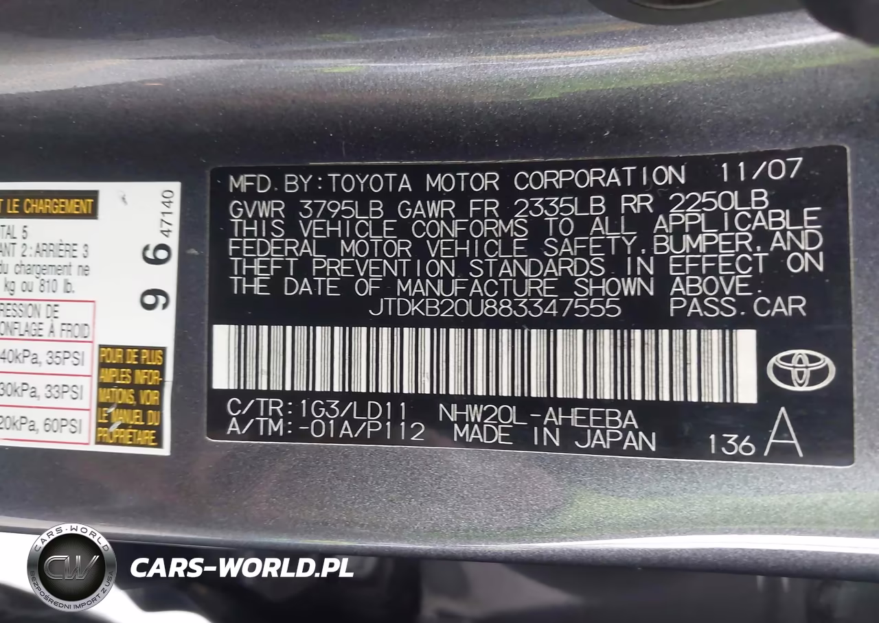 2008 Toyota Prius Touring VIN:JTDKB20U883347555 - 9