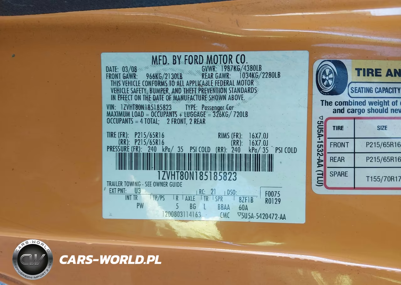 2008 Ford Mustang V6 Deluxe-V6 Premium VIN:1ZVHT80N185185823 - 9