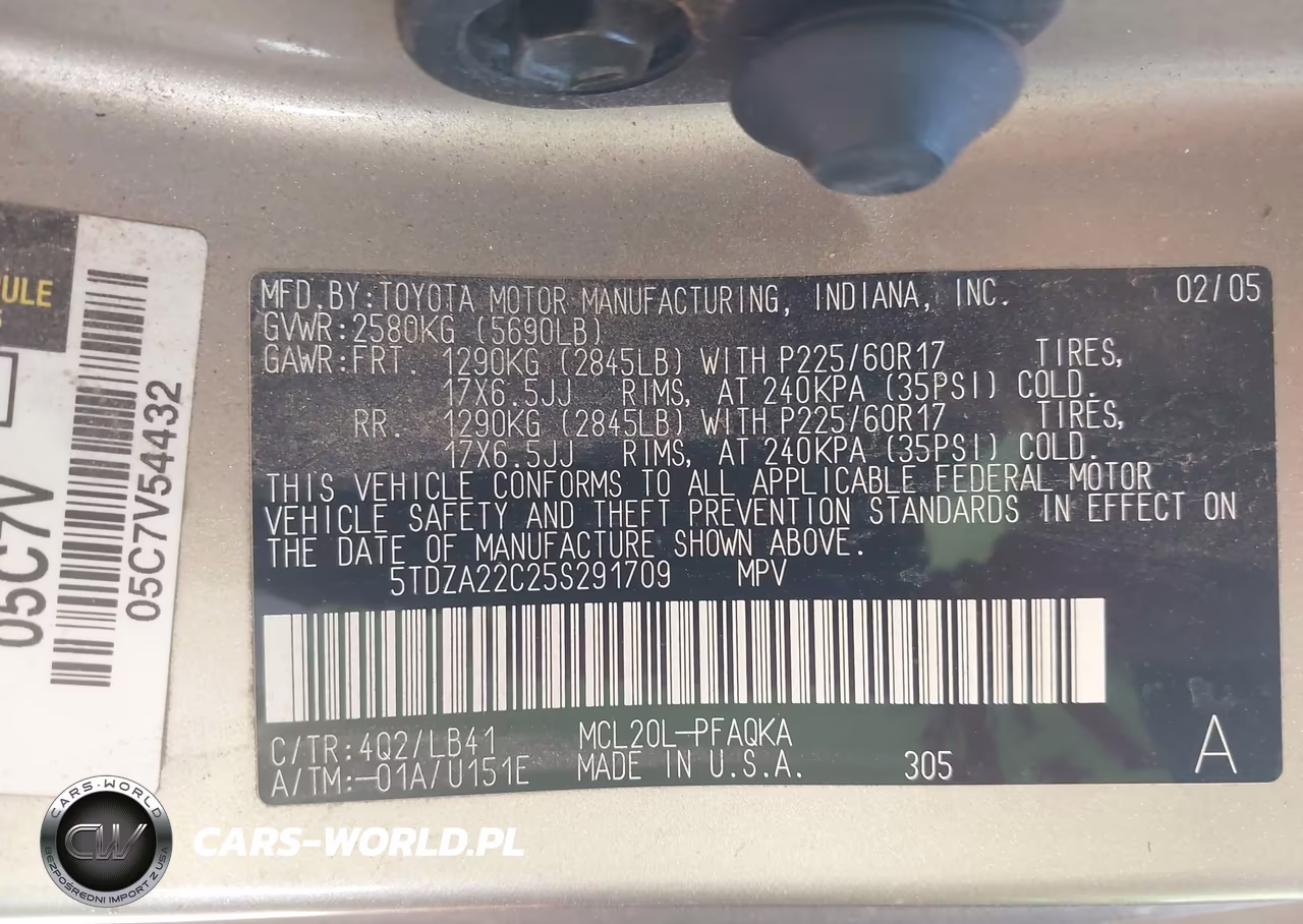 2005 Toyota Sienna Xle VIN:5TDZA22C25S291709 - 9