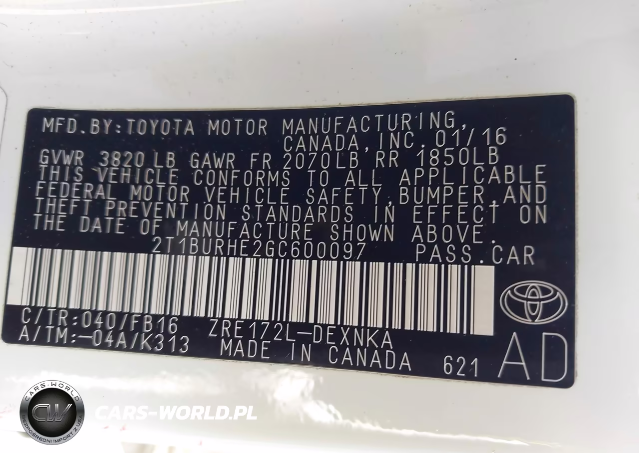 2016 Toyota Corolla Le VIN:2T1BURHE2GC600097 - 9