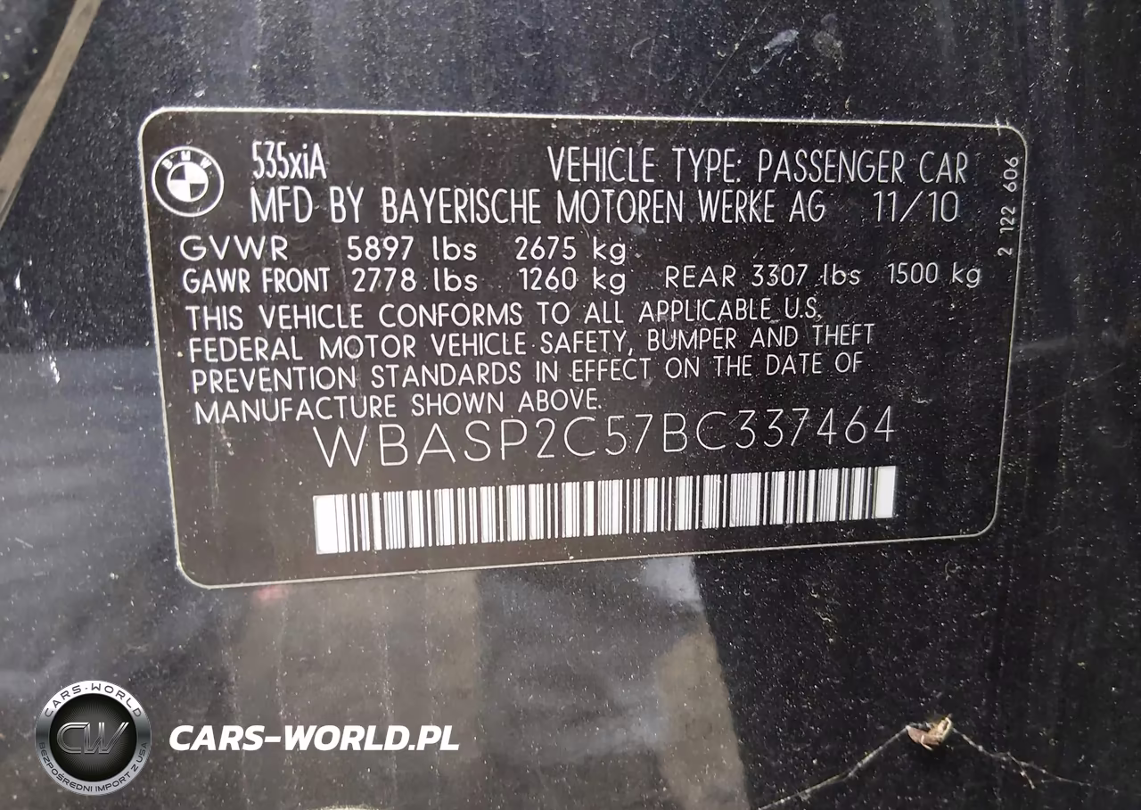 2011 BMW 535I Gran Turismo xDrive VIN:WBASP2C57BC337464 - 9
