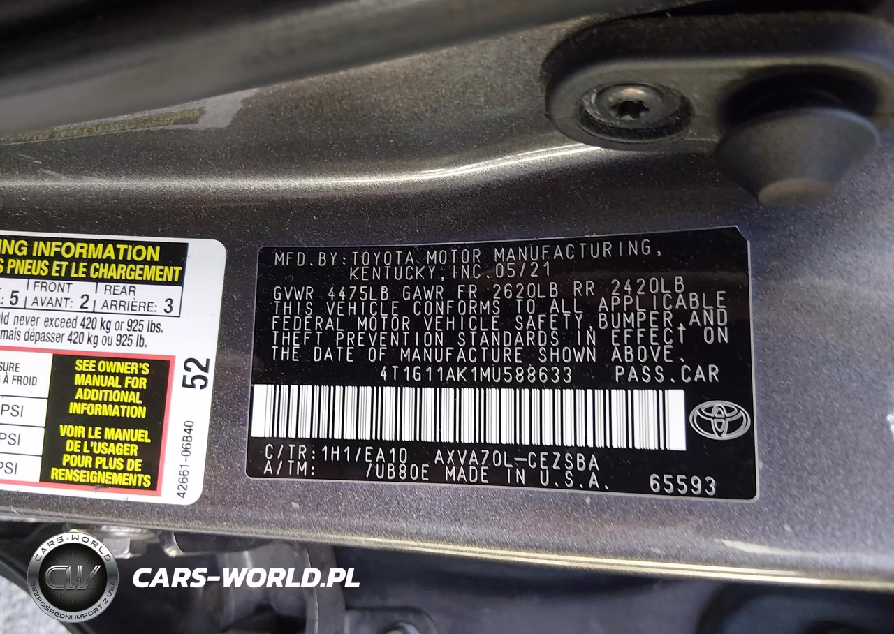 2021 Toyota Camry Se VIN:4T1G11AK1MU588633 - 9
