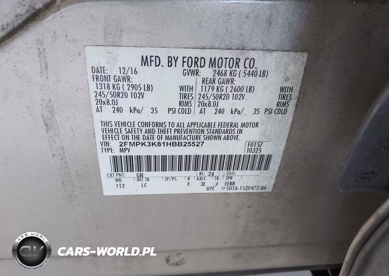 2017 Ford Edge Titanium VIN:2FMPK3K81HBB25527 - 9
