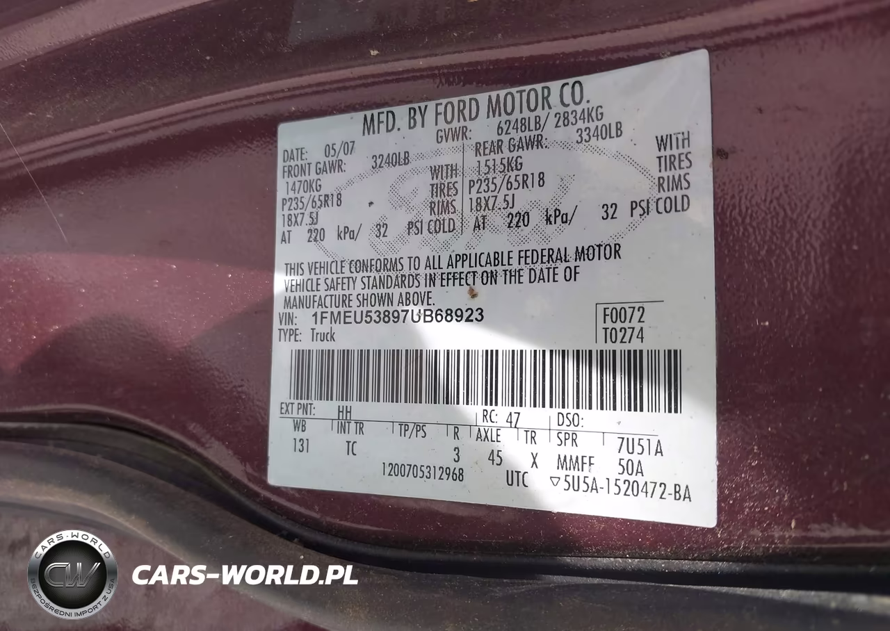 2007 Ford Explorer Sport Trac Limited VIN:1FMEU53897UB68923 - 9