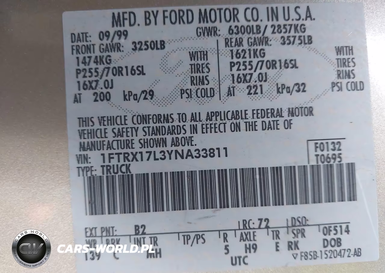 2000 Ford F-150 Lariat-Work Series-Xl-Xlt VIN:1FTRX17L3YNA33811 - 9