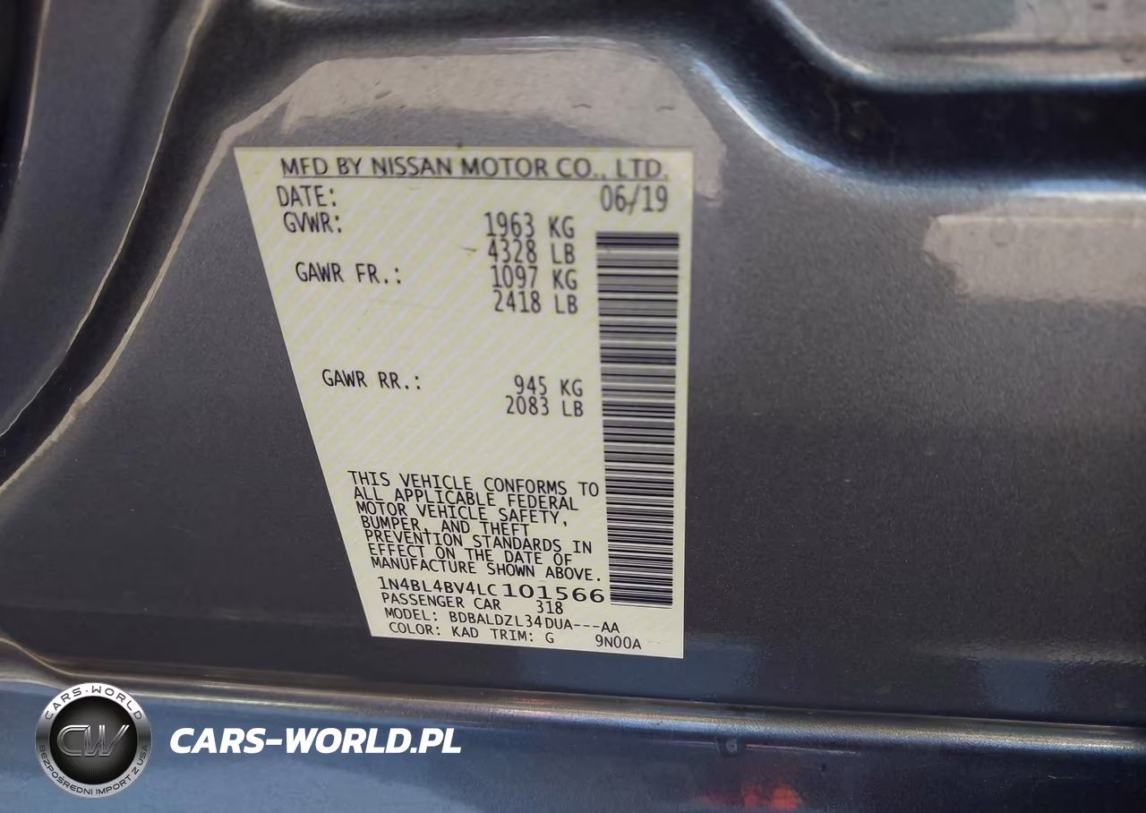 2020 Nissan Altima S Fwd VIN:1N4BL4BV4LC101566 - 9