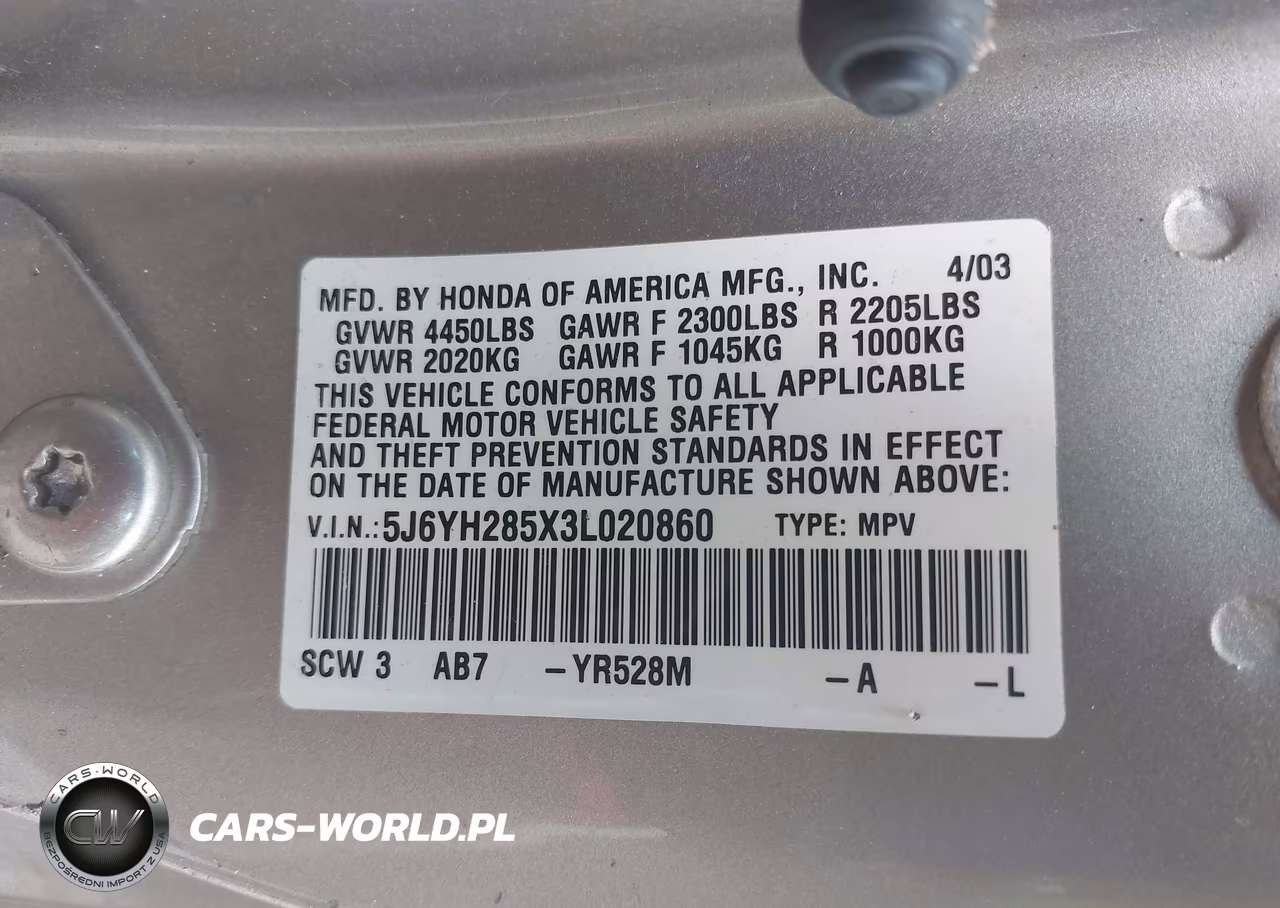 2003 Honda Element Ex VIN:5J6YH285X3L020860 - 9