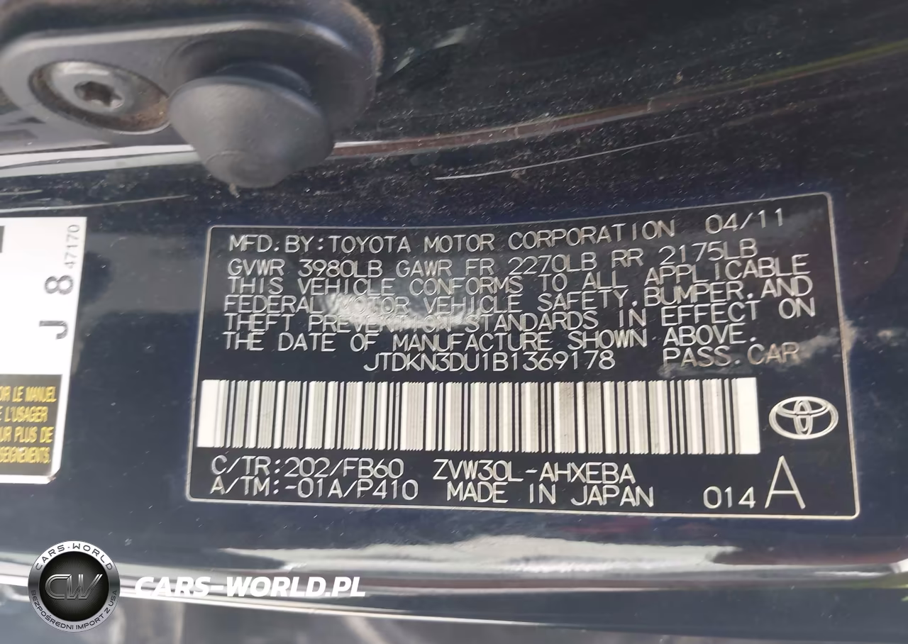 2011 Toyota Prius Two VIN:JTDKN3DU1B1369178 - 9