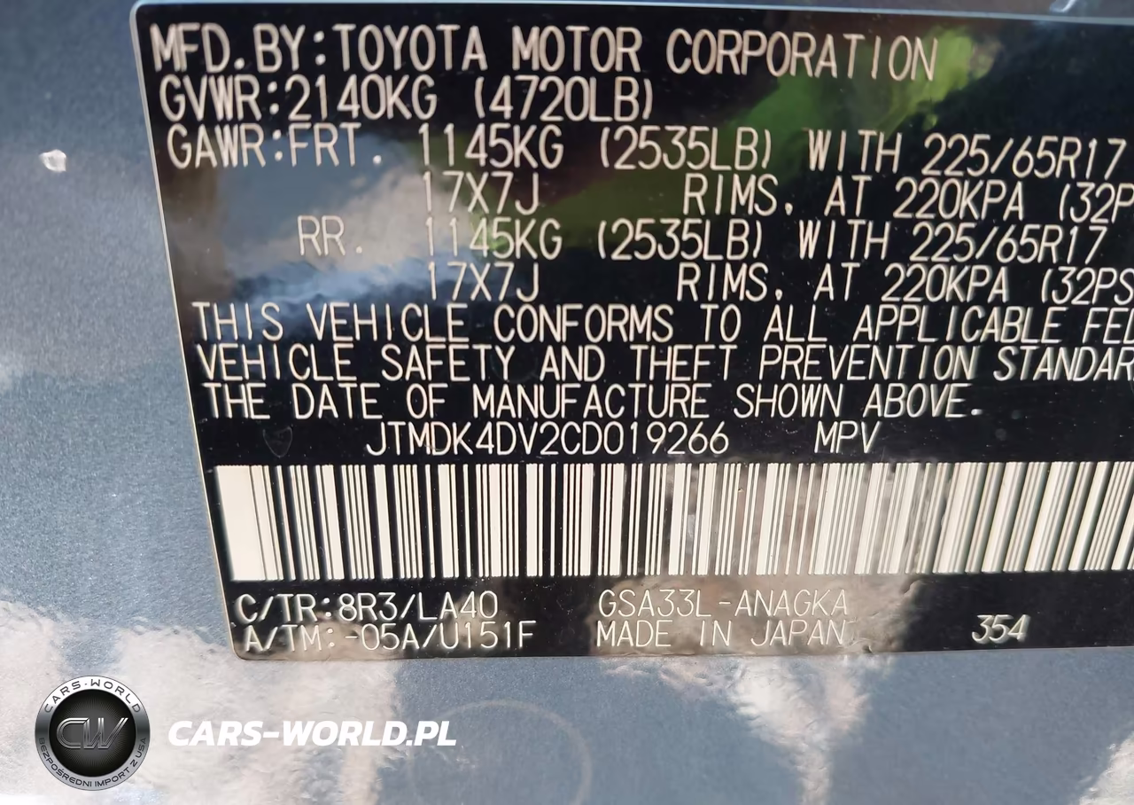 2012 Toyota Rav4 Limited V6 VIN:JTMDK4DV2CD019266 - 9