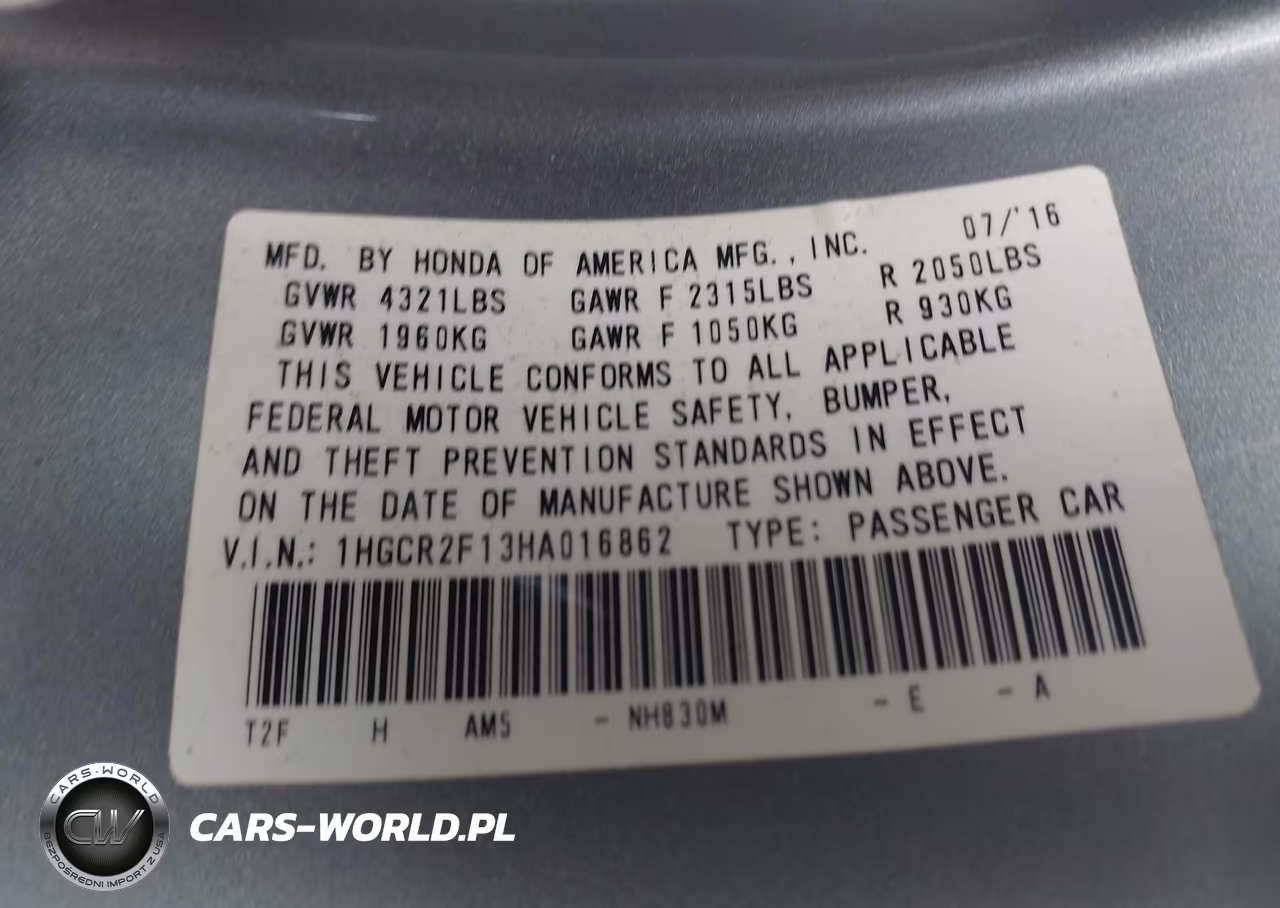 2017 Honda Accord Sport Se VIN:1HGCR2F13HA016862 - 9