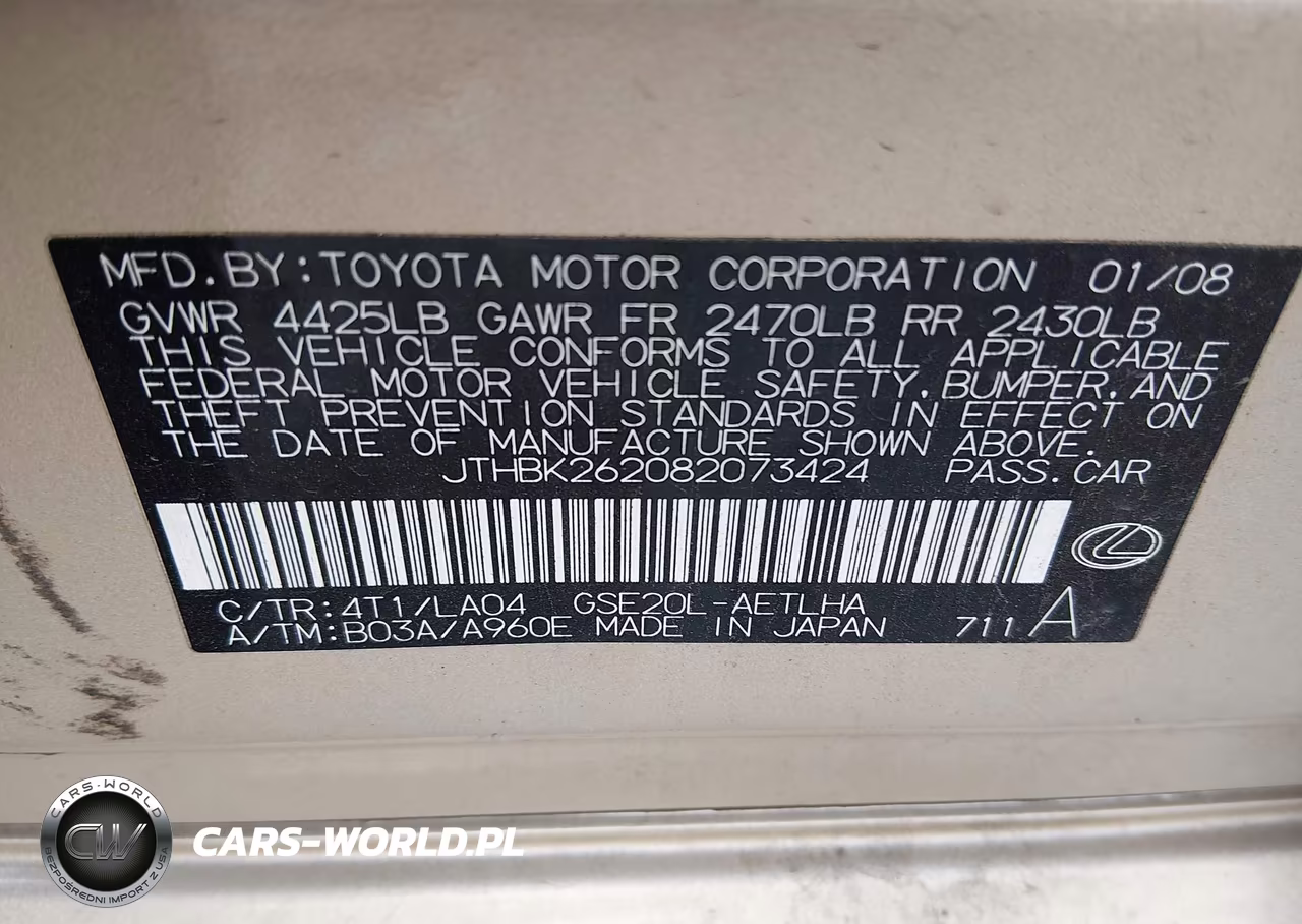 2008 Lexus Is 250 VIN:JTHBK262082073424 - 9