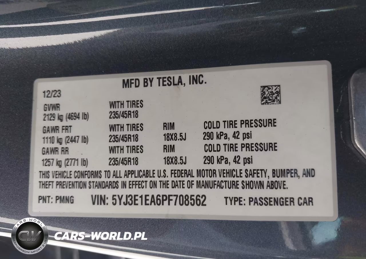 2023 Tesla Model 3 Rear-Wheel Drive VIN:5YJ3E1EA6PF708562 - 9