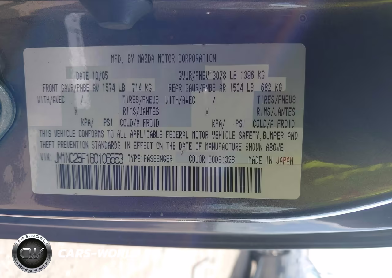 2006 Mazda Mx-5 Touring VIN:JM1NC25F160106553 - 9