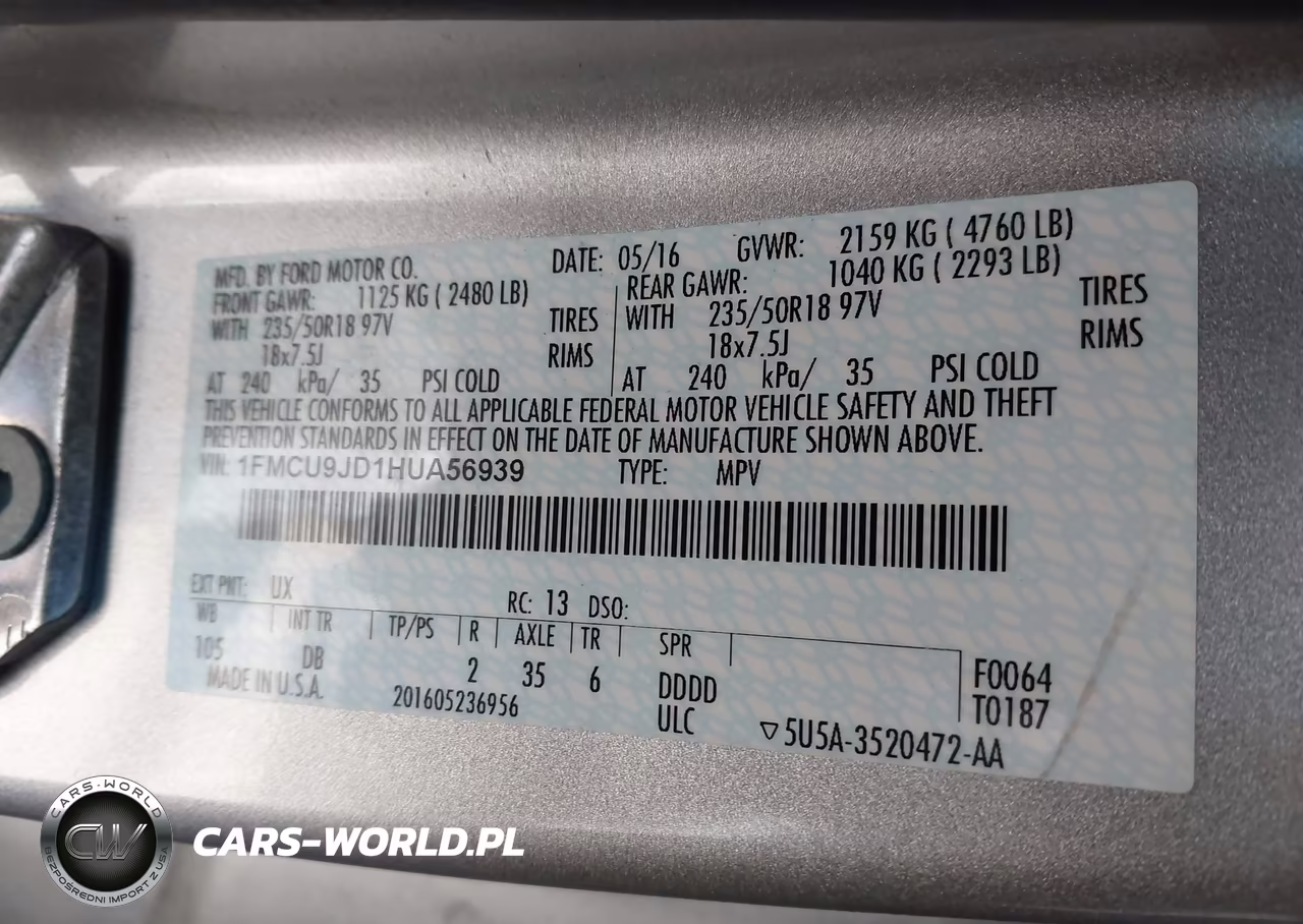 2017 Ford Escape Titanium VIN:1FMCU9JD1HUA56939 - 9