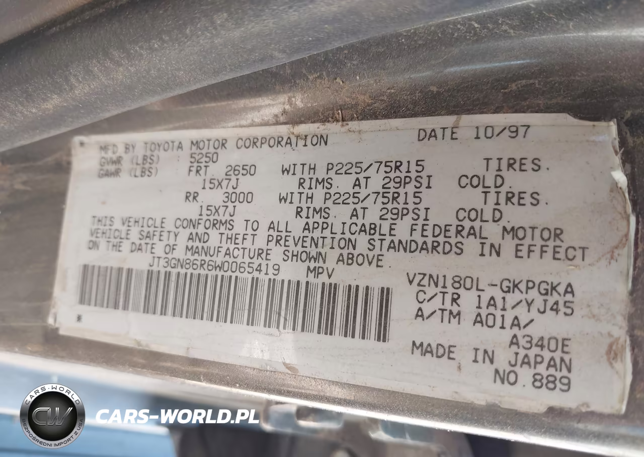 1998 Toyota 4Runner Sr5 V6 VIN:JT3GN86R6W0065419 - 9