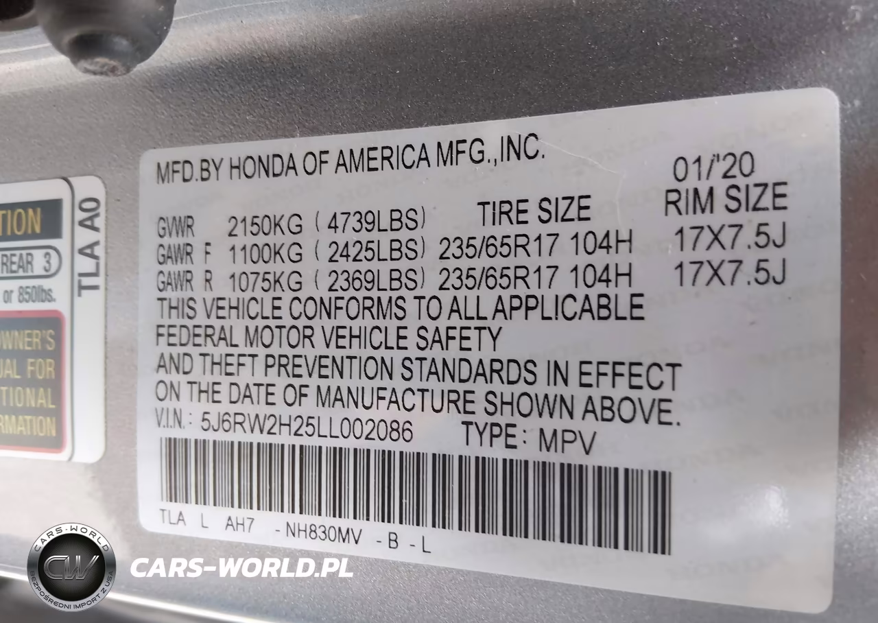 2020 Honda Cr-V Awd Lx VIN:5J6RW2H25LL002086 - 9