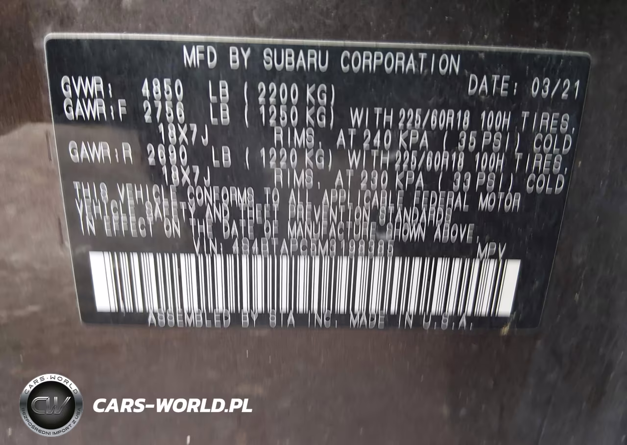 2021 Subaru Outback Touring VIN:4S4BTAPC5M3198385 - 9