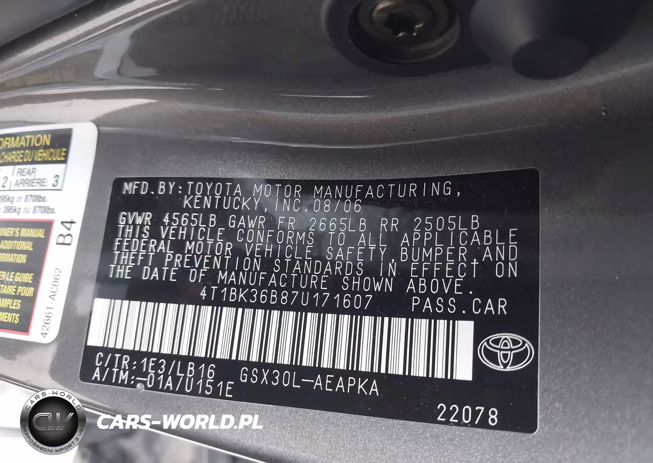 2007 Toyota Avalon Limited VIN:4T1BK36B87U171607 - 9
