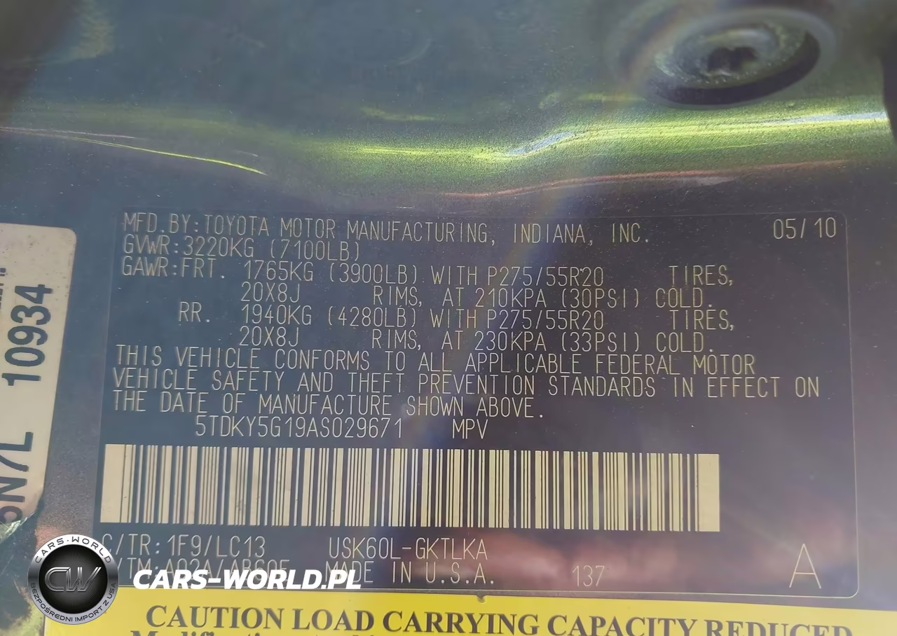 2010 Toyota Sequoia Limited 5.7L V8 VIN:5TDKY5G19AS029671 - 9