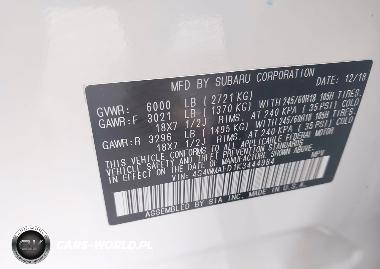 2019 Subaru Ascent Premium VIN:4S4WMAFD1K3444984 - 9
