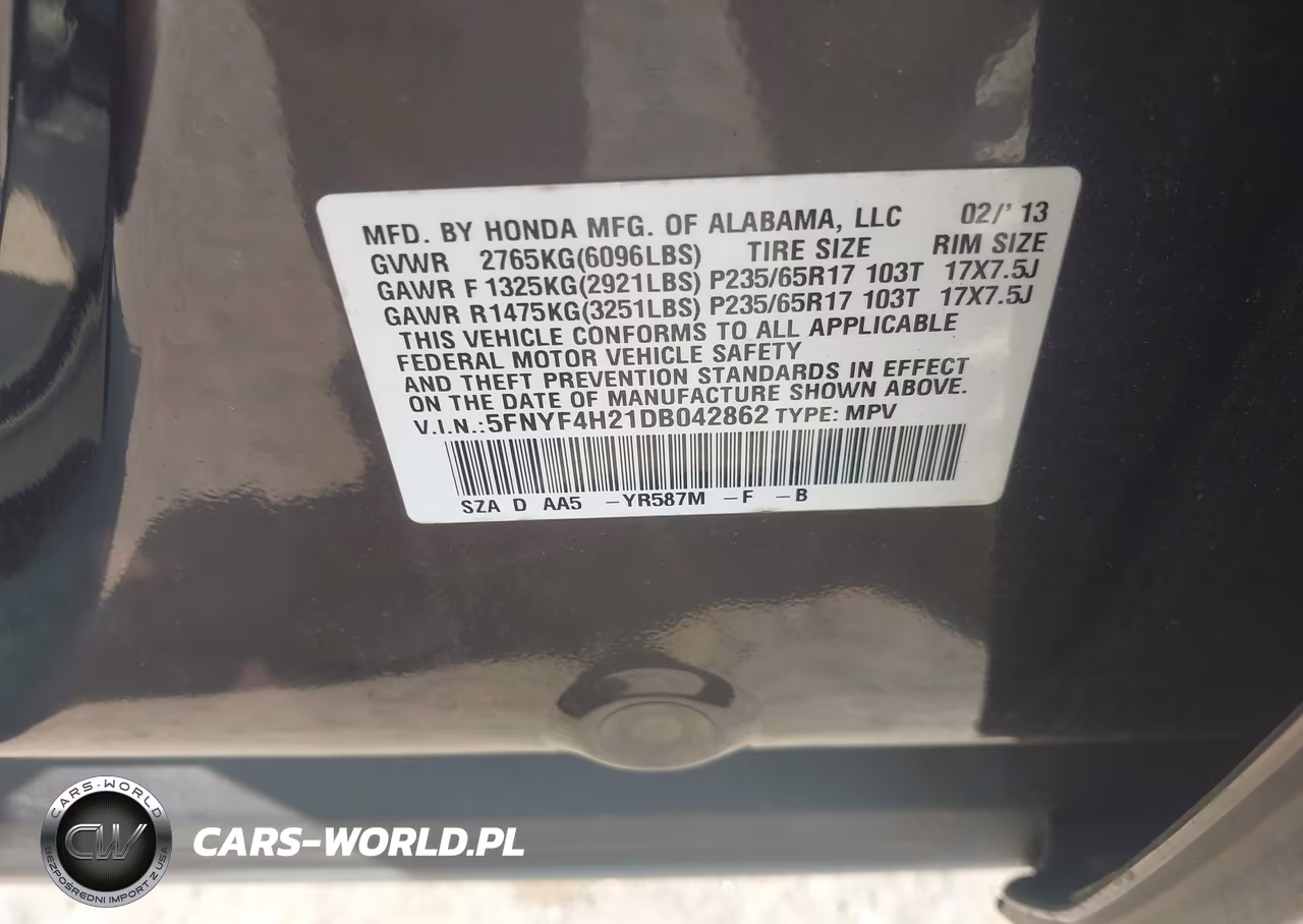 2013 Honda Pilot Lx VIN:5FNYF4H21DB042862 - 9