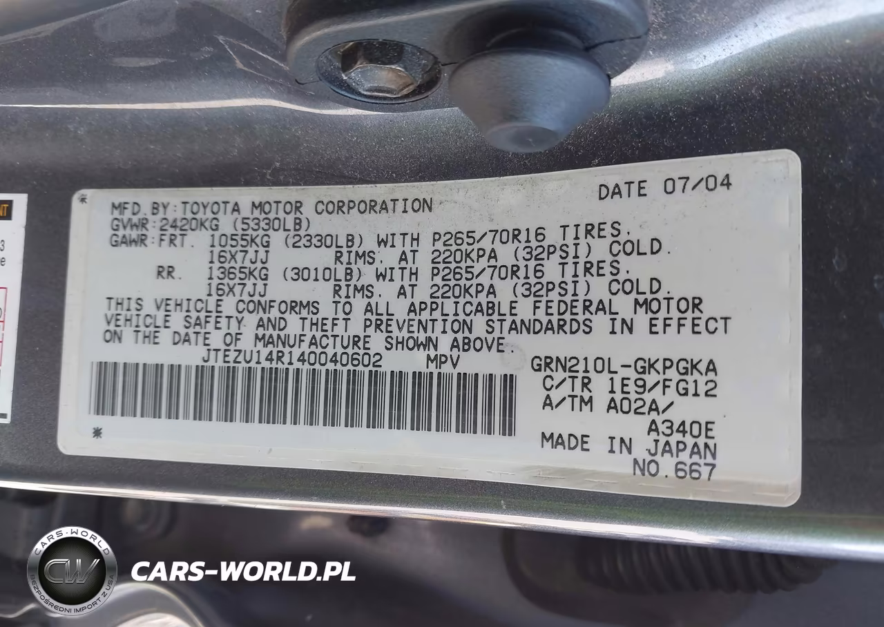 2004 Toyota 4Runner Sr5 V6 VIN:JTEZU14R140040602 - 9
