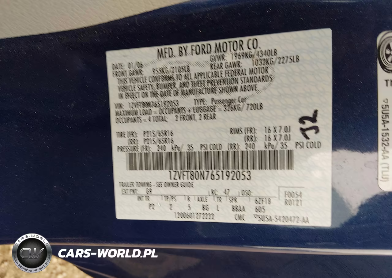 2006 Ford Mustang V6 VIN:1ZVFT80N765192053 - 9