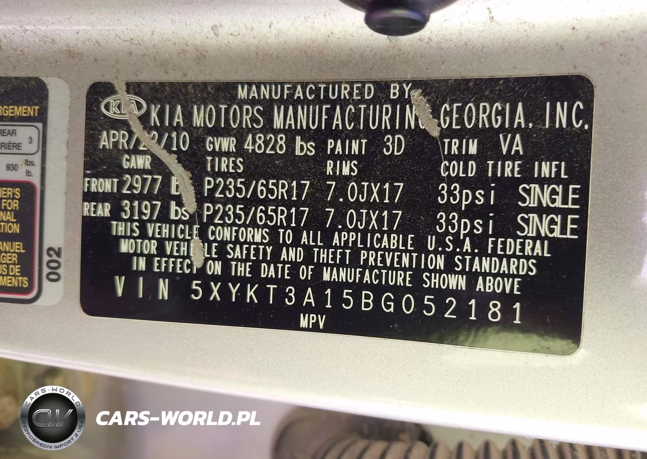 2011 Kia Sorento Lx VIN:5XYKT3A15BG052181 - 9
